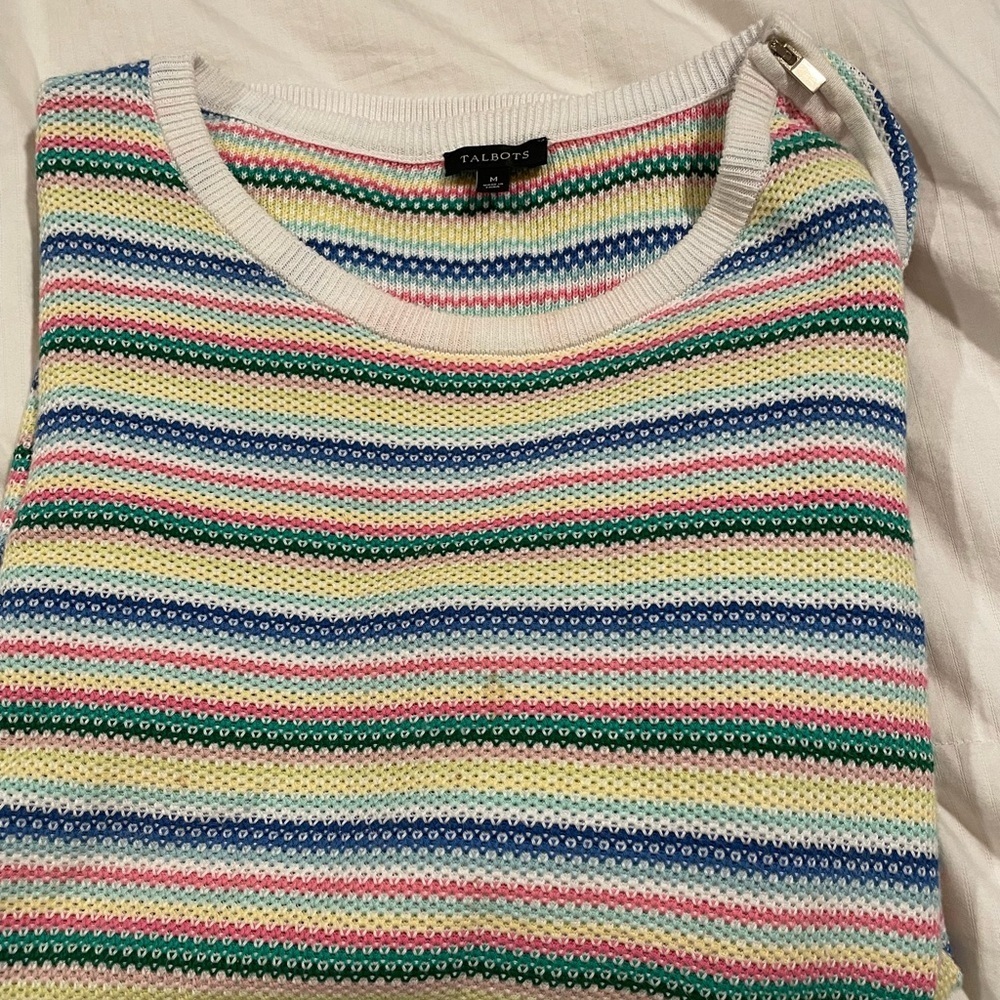 Talbots size M multi color sweater cotton/rayon blend lightweight. K - Picture 3 of 8